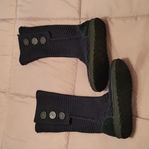 UGG Latice Cardy Knit Boots, Black Size 8